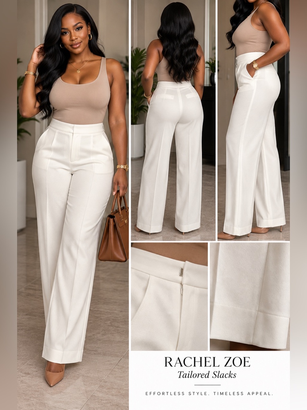 Rachel Zoe white High-Rise Tailored Wide-Leg Pants🎂